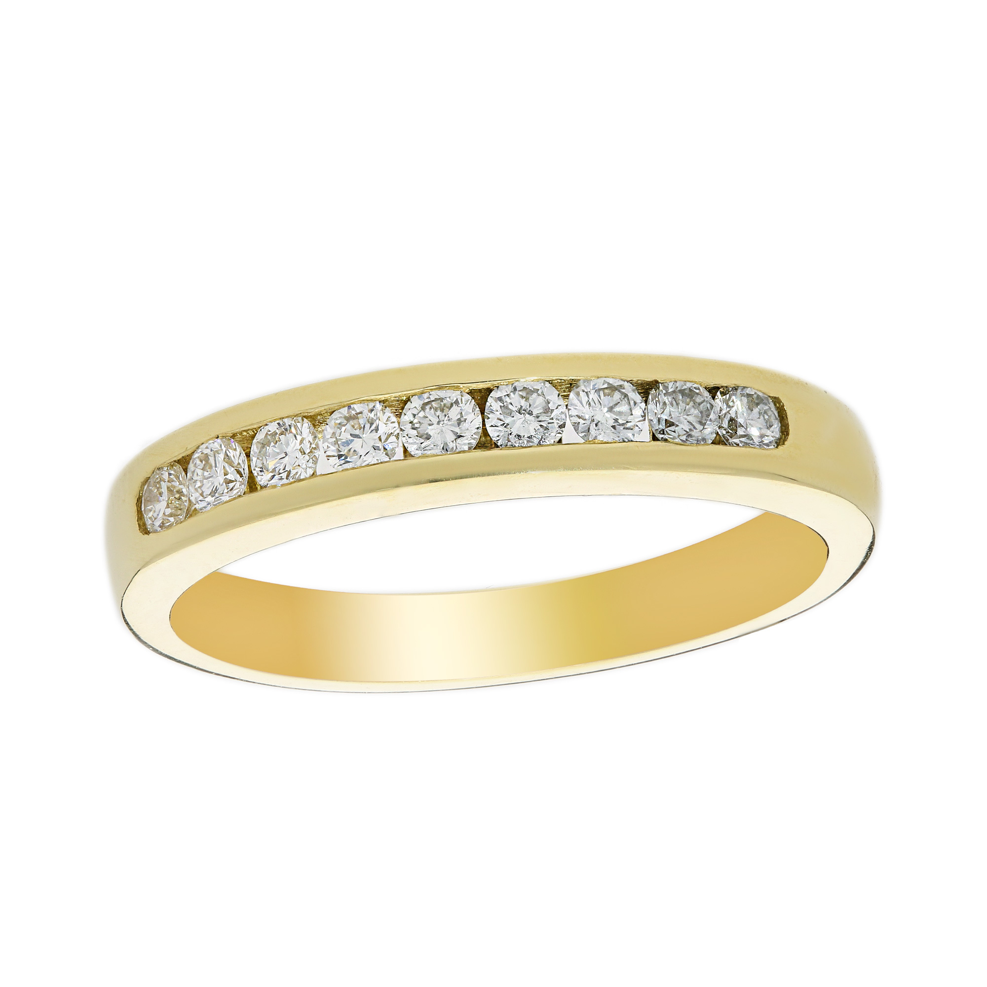 Single 6.5MM Yellow Gold Diamond Eternity Earring