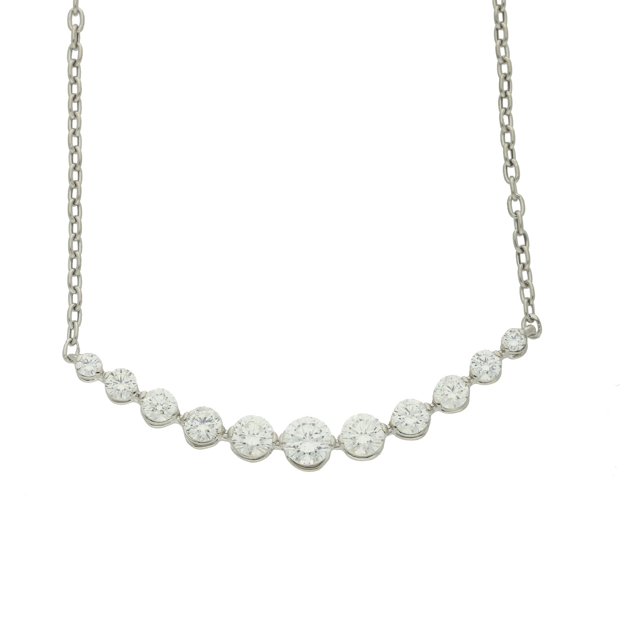Graduated Diamond Chain 18ct white gold graduated diamond necklace | Jamieson & Carry ...
